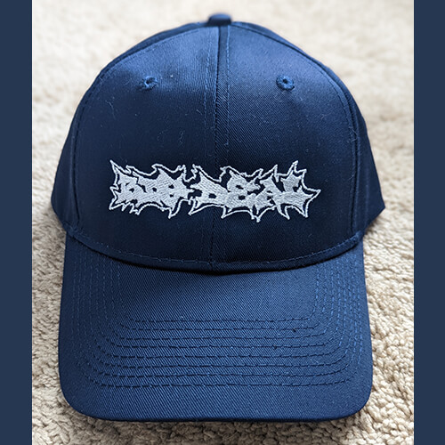 Embroidered Hat White on Navy