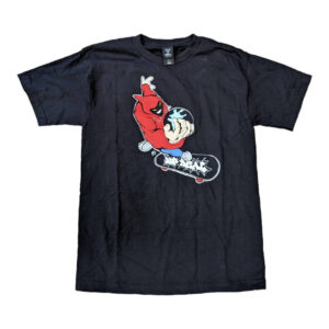 Tshirt with a hooded skateboarder holding the world in their hand