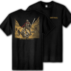 Tshirt design for Beyond Repair album art shirt, two knights fighting in an arena